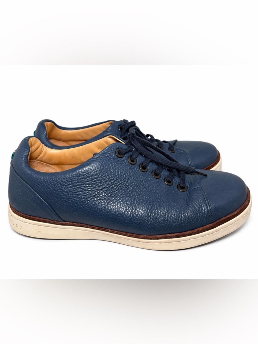 Men's Navy Blue Leather Athletic Sneakers